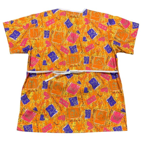 Jasco Uniform Womens Size M V-Neck Scrub Top Vibrant Holiday Geometric French - Picture 16 of 16